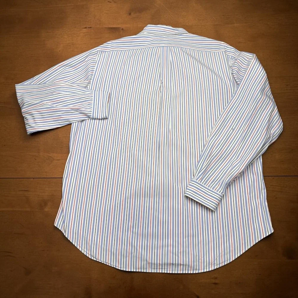 Polo Ralph Lauren Mens XL Classic Fit Striped Button Down Shirt Blue‎ Red White